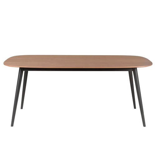 3S. x Home - Table Repas Rectangulaire 180 cm Bois Foncé et Pieds en Hêtre Noirs PIPOU - Mobilier Deco