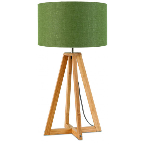 Good & Mojo - Lampe à poser Abat-jour Vert Forêt en Bois EVEREST - Good & Mojo meubles & déco