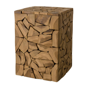 Table d'appoint carrée mozaïc 30x30cm bois Teck Dalian