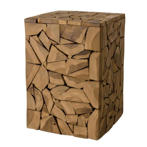 Macabane - Table d'appoint carrée mozaïc 30x30cm bois Teck Dalian - Table basse