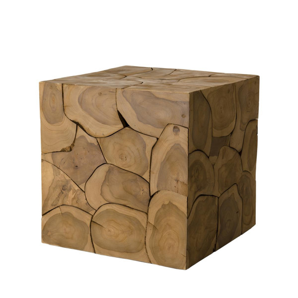 Cube 40x40cm bois Teck nature Suva Beige MACABANE Meuble & Déco