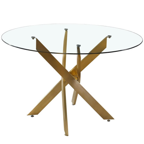 3S. x Home - Table ronde en verre pieds Or NELLY - Soldes tables, bars