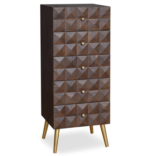 3S. x Home - Commode 5 tiroirs Bois EDGAR - Collection ethnique meuble deco