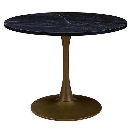 3S. x Home - Table ronde Bronze et Effet Marbre Noir OMBRELLI - Table Salle A Manger Design