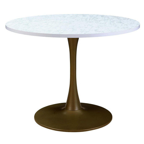 3S. x Home - Table ronde Bronze et Effet Marbre OMBRELLI - Table Salle A Manger Design