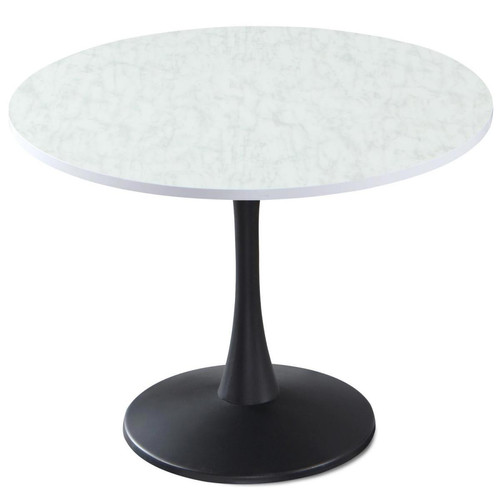 3S. x Home - Table ronde Noir et Effet Marbre OMBRELLI - Table Salle A Manger Design