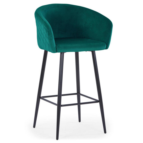 3S. x Home - Chaise de bar Velours Vert VENUS - Tabouret De Bar Design