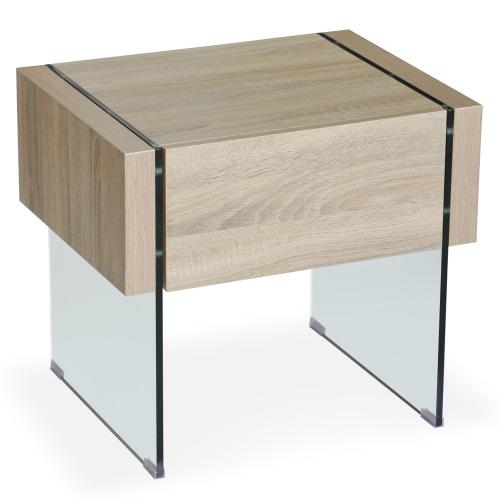 3S. x Home - Table de chevet design 1 tiroir  Chêne Clair ANDREI - Chambre Adulte Design