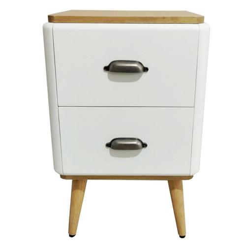 3S. x Home - Table de chevet  scandinave 2 tiroirs Blanc JAKOB - Chambre Adulte Design