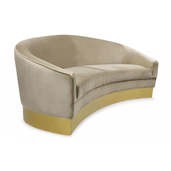 Canapé 3 places Velours Taupe Pieds Or CURVY Taupe 3S. x Home Meuble & Déco