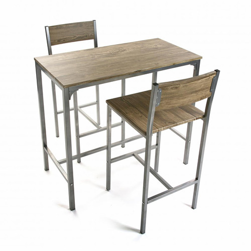 3S. x Home - Set Table haute et 2 chaises Gris KETAL - La salle à manger