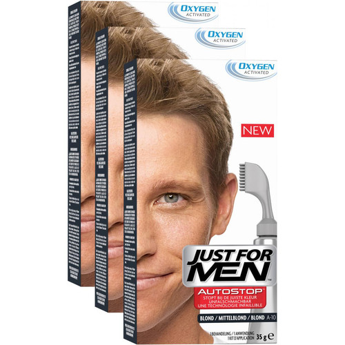 Just for Men - PACK 3 AUTOSTOP Blond - Coloration Cheveux Homme - Just For Men - N°1 de la Coloration pour Homme