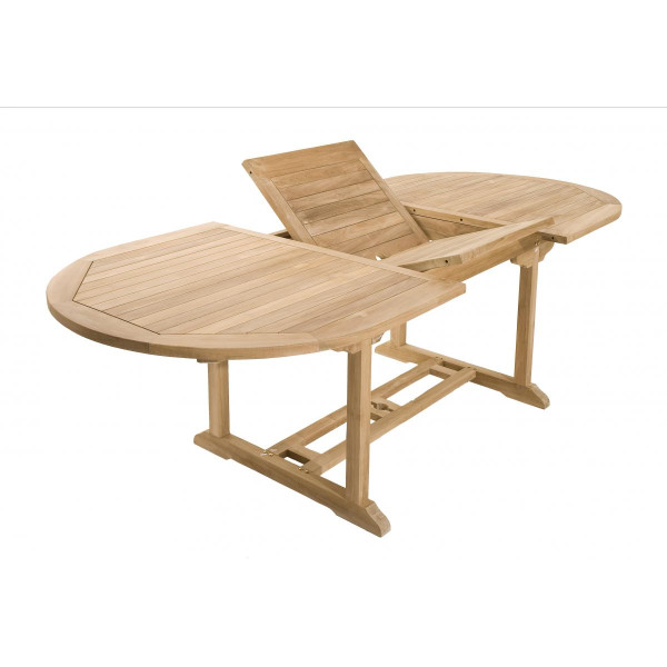 SALON DE JARDIN EN BOIS TECK  8/10 pers : Ensemble de jardin:  1 Table ovale  extensible 180*240/100 cm et 6 chaises MACABANE