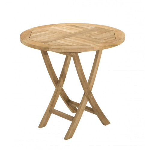 Macabane - Table ronde pliante 80 x 80 en Teck - Table De Jardin Design