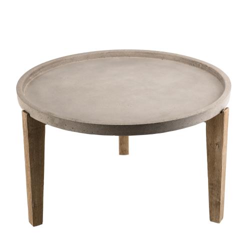 Macabane - Table basse carrée Plateau en béton 81x81cm pieds en Acacia - Table De Jardin Design