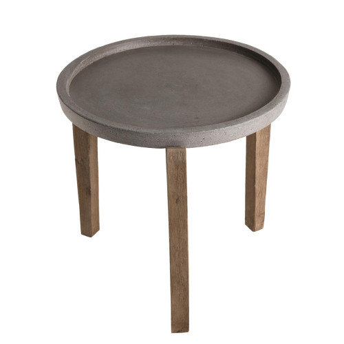 Macabane - Table basse carrée Plateau en béton 50x50cm pieds en Acacia - Table De Jardin Design