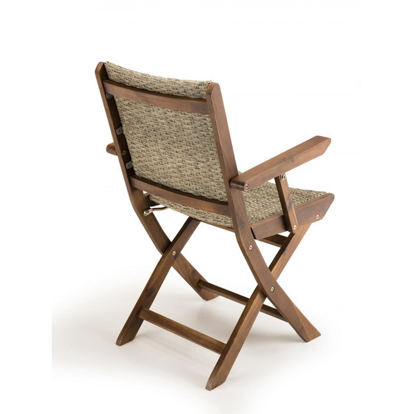 Ensemble de 2 fauteuils de jardin pliants en bois Acacia et rotin synthétique MACABANE