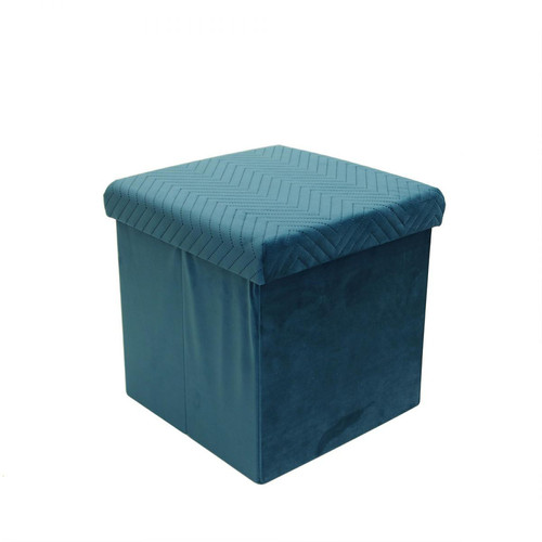 3S. x Home - Coffre pliable en Velours Bleu PRESTON - Chaise Et Tabouret Et Banc Design