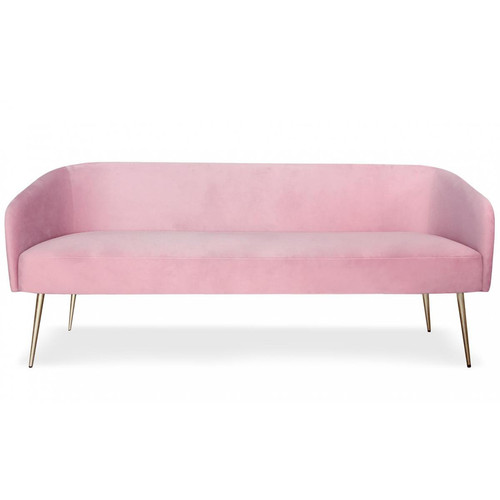 3S. x Home - Canapé 3 places Velours Rose Pieds Or GLAM - Mobilier Deco