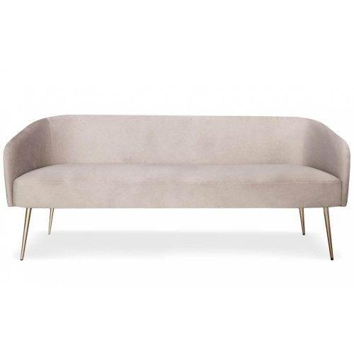 3S. x Home - Canapé 3 places Velours Taupe Pieds Or GLAM - Mobilier Deco