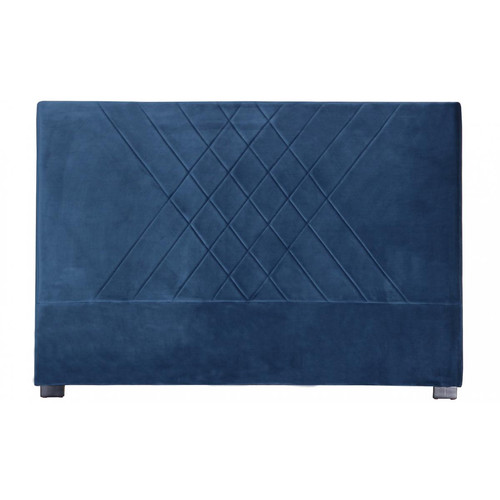 3S. x Home - Tête de lit 180cm Velours Bleu BOISSOD - Sommier, lit
