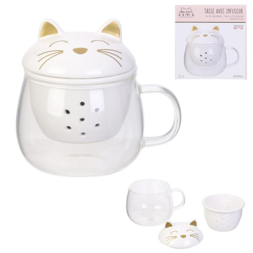 3S. x Home - Mug avec infuseur chat 35cl BARNETT - La salle à manger