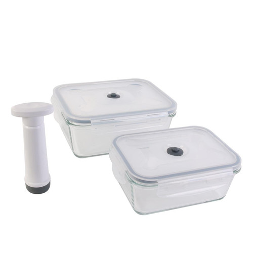 3S. x Home - Boite de conservation vide air avec pompe x2 MAY - Accessoires de cuisine, pâtisserie