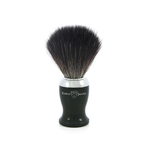 Edwin Jagger - Range Shaving Brush, Black Synthetic Fibre, Imitation Ebony, Chrome Plated - Rasage et soins visage