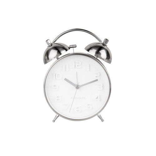 3S. x Home - Réveil WHITE - Acier brossé blanc - Horloges