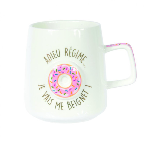 La Chaise Longue - Mug en Porcelaine Donut avec inscription Adieu Regime KENZIE - Vaisselle du petit déjeuner