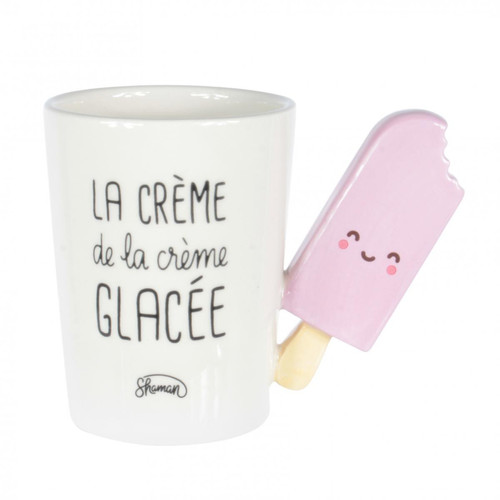 La Chaise Longue - Mug en Porcelaine avec Anse Glace et inscription « La crème de la crème GLACEE » - Promo Meuble & Déco