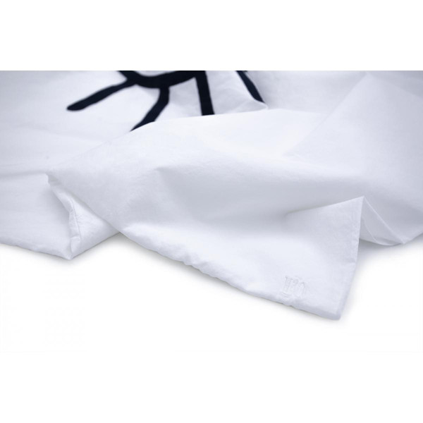 Les signatures - Taie d'oreiller en percale de coton - Blanc /Broderie noir Taie d'oreiller, traversin