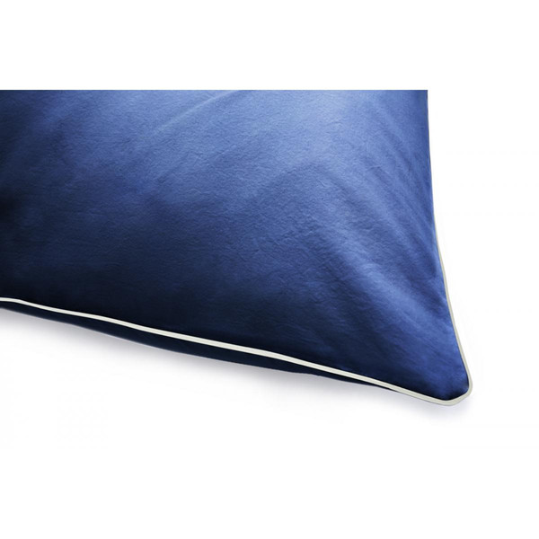 Les signatures - Taie d'oreiller en percale de coton - Bleu marine/passepoil blanc L'Officiel Interiors