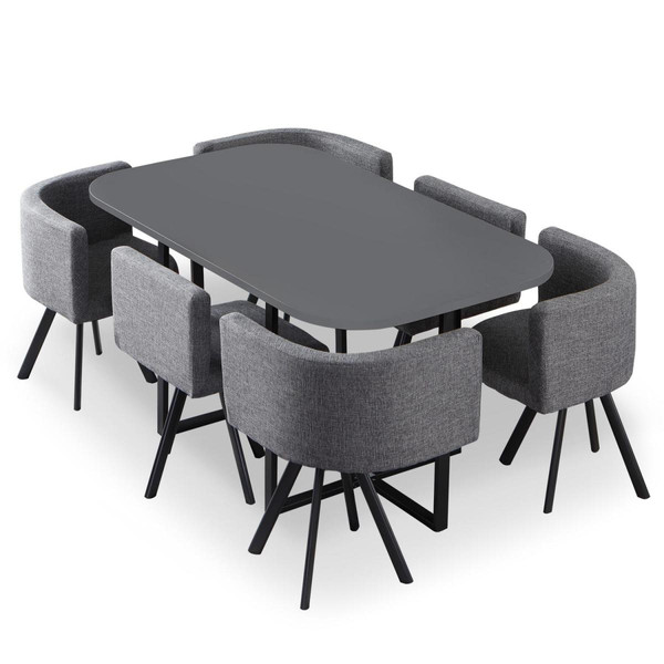 Table et chaises Gris et Tissu Gris  SOLA Noir 3S. x Home Meuble & Déco