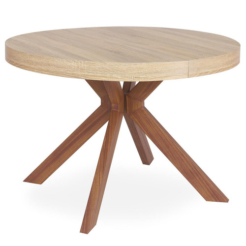 3S. x Home - Table ronde extensible Noir et Chêne Clair RYAM  - Table Extensible Design