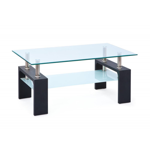 3S. x Home - Table Basse 2 Plateaux en Verre Securit et Métal Chromé RESILTY - Mobilier Deco