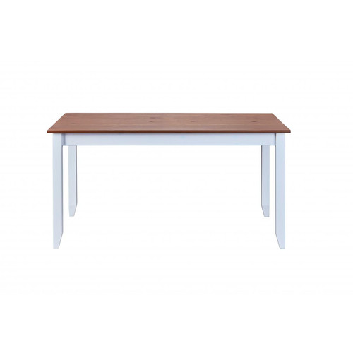 3S. x Home - Table à manger en Pin massif Blanc - Table Salle A Manger Design