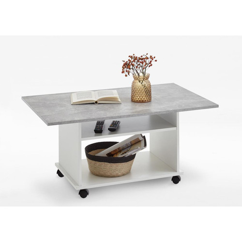 3S. x Home - Table basse blanc et gris béton ELOA - Table basse