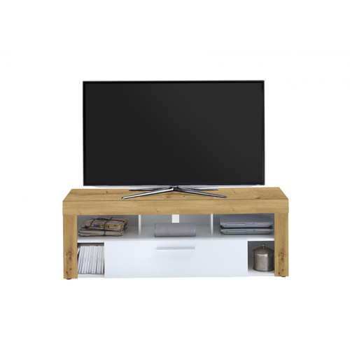 3S. x Home - Meuble TV blanc et chêne ONIA - Mobilier Deco
