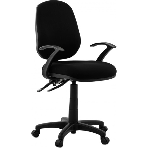 3S. x Home - Chaise de bureau tissu noir design MARTIN - Promo Meuble De Bureau Design