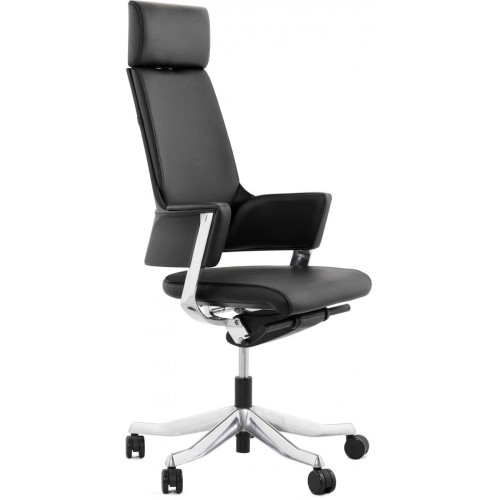 3S. x Home - Chaise de bureau ergonomique cuir noir IVY - Mobilier Deco