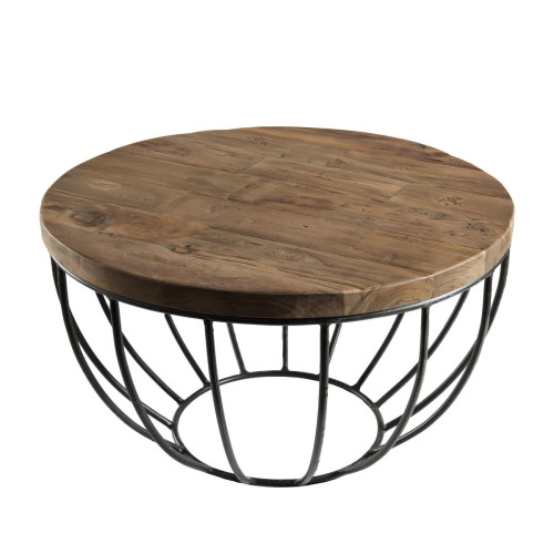 Macabane - Table basse bois et métal 60 x 60 cm - NASAI - Sélection meuble & déco Industriel