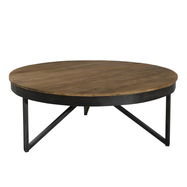 Table basse ronde 90 x 90 cm bois et métal - NASAI MACABANE Meuble & Déco
