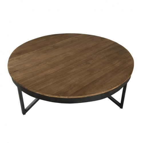 Table basse ronde 90 x 90 cm bois et métal - NASAI MACABANE