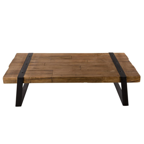 Macabane - Table basse rectangulaire bois de Teck recyclé et métal - NASAI - Sélection meuble & déco Industriel