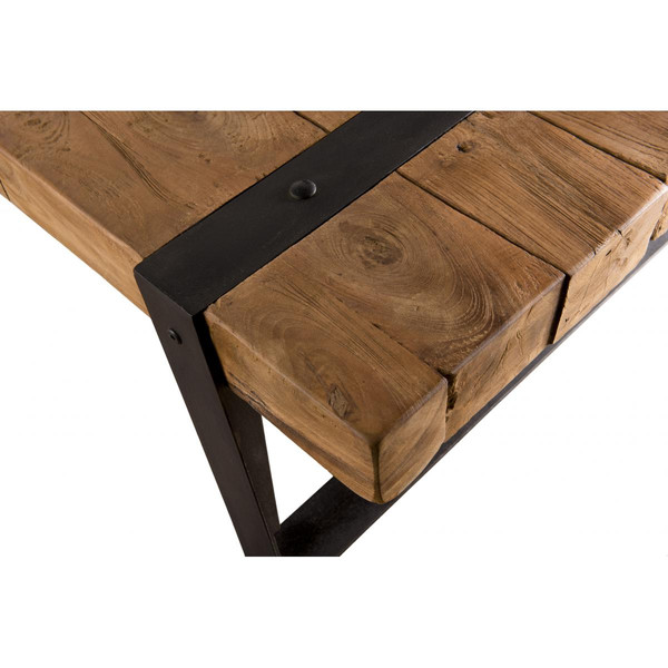 Table basse rectangulaire bois de Teck recyclé et métal - NASAI Table basse