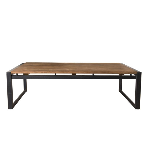 Macabane - Table basse rectangulaire bois de Teck recyclé pieds métal - NASAI - Sélection meuble & déco Industriel