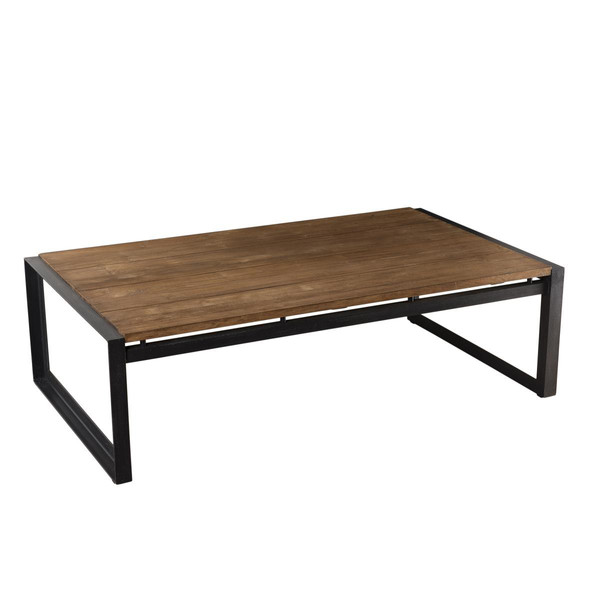 Table basse rectangulaire bois de Teck recyclé pieds métal - NASAI MACABANE