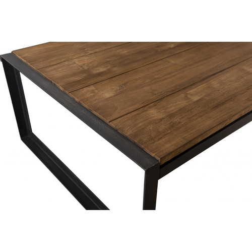 Table basse rectangulaire bois de Teck recyclé pieds métal - NASAI Table basse