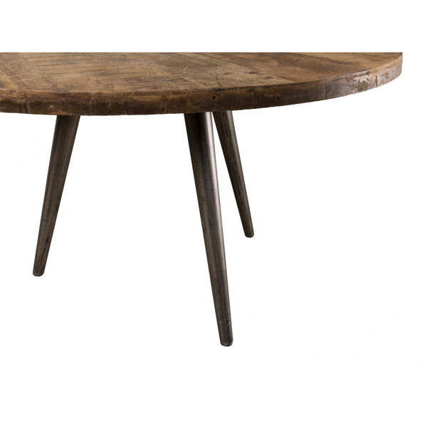 Table d'appoint ronde 55 cm bois de Teck recyclé et pieds métal - NASAI Table basse